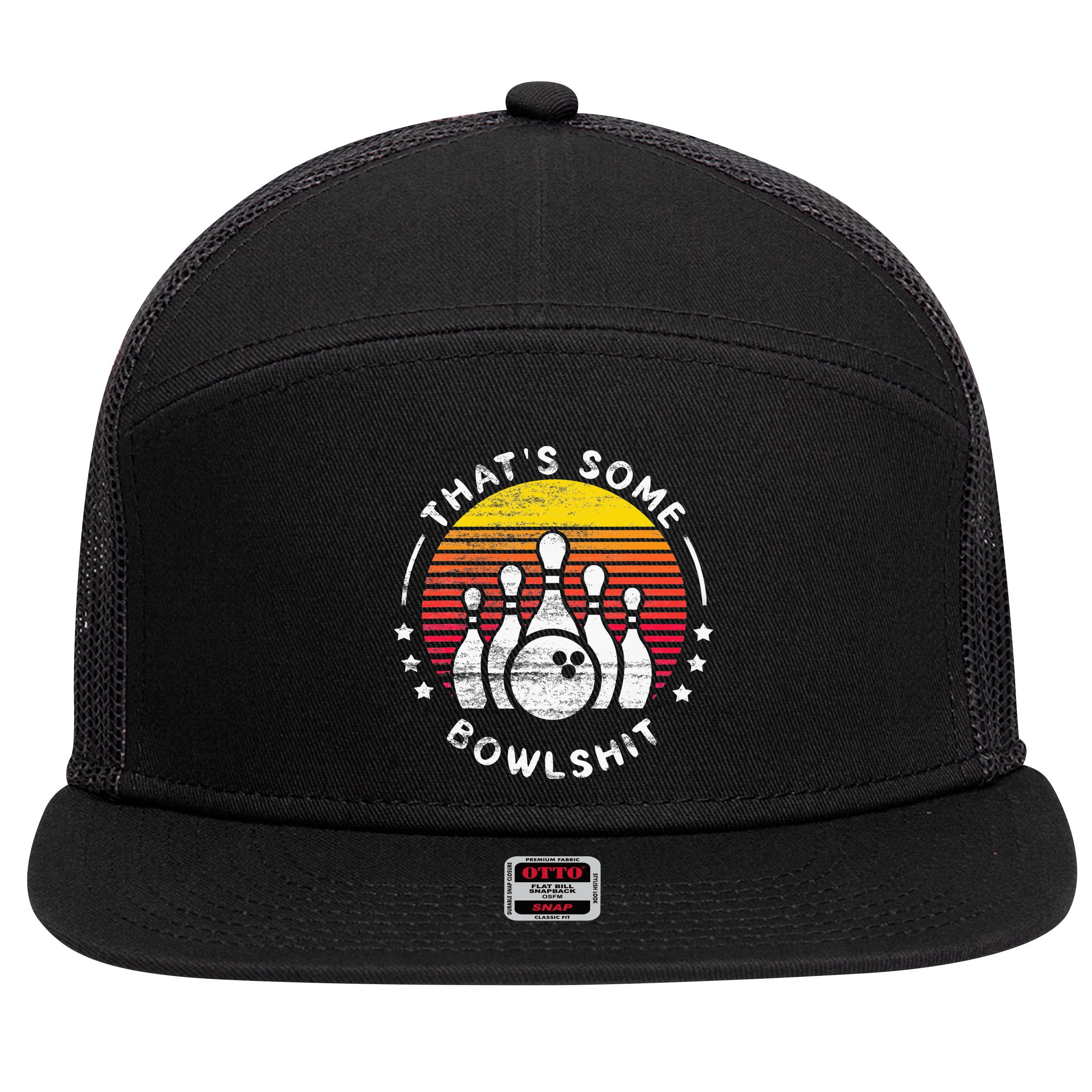 Bowling Gift That's Some Bowlshit Bowl Lover Bowler 7 Panel Mesh Trucker Snapback Hat