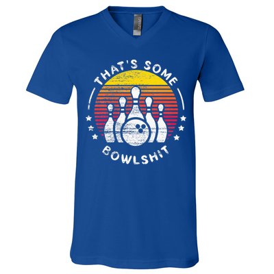 Bowling Gift That's Some Bowlshit Bowl Lover Bowler V-Neck T-Shirt