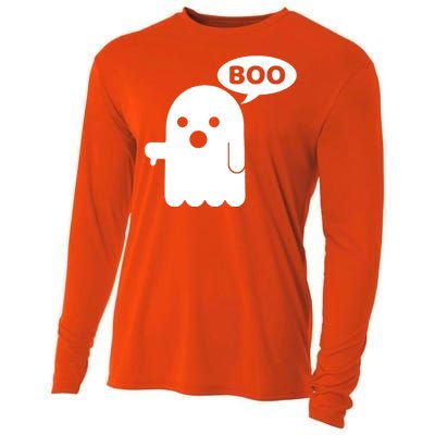 Boo Ghost Thumbs Down Funny Gift Cooling Performance Long Sleeve Crew