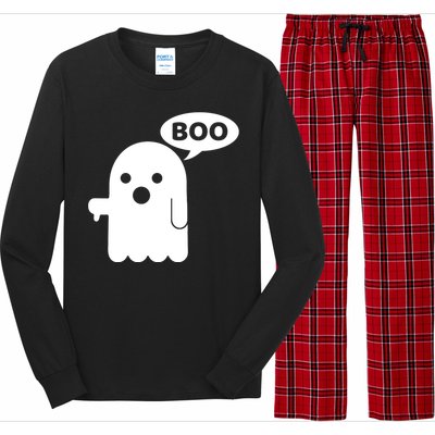 Boo Ghost Thumbs Down Funny Gift Long Sleeve Pajama Set