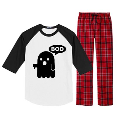 Boo Ghost Thumbs Down Funny Gift Raglan Sleeve Pajama Set