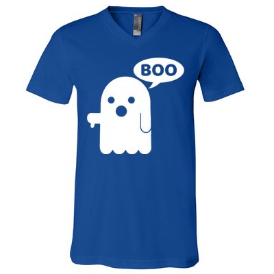 Boo Ghost Thumbs Down Funny Gift V-Neck T-Shirt