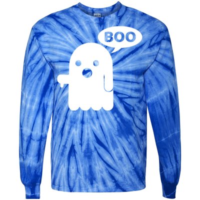 Boo Ghost Thumbs Down Funny Gift Tie-Dye Long Sleeve Shirt