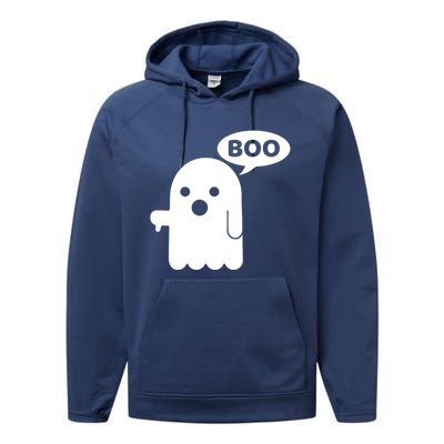 Boo Ghost Thumbs Down Funny Gift Performance Fleece Hoodie