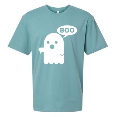 Boo Ghost Thumbs Down Funny Gift Sueded Cloud Jersey T-Shirt