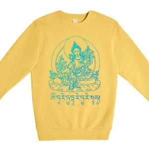 Buddha Green Tara Tra Tibetan Buddhism Vajrayana Meaningful Gift Premium Crewneck Sweatshirt