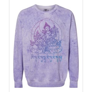 Buddha Green Tara Tra Tibetan Buddhism Vajrayana Meaningful Gift Colorblast Crewneck Sweatshirt