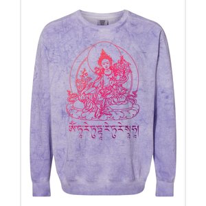 Buddha Green Tara Tra Tibetan Buddhism Vajrayana Meaningful Gift Colorblast Crewneck Sweatshirt