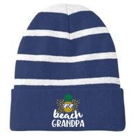 Beach Grandpa Tropical Summer Vacation Beach Pineapple Gift Striped Beanie with Solid Band