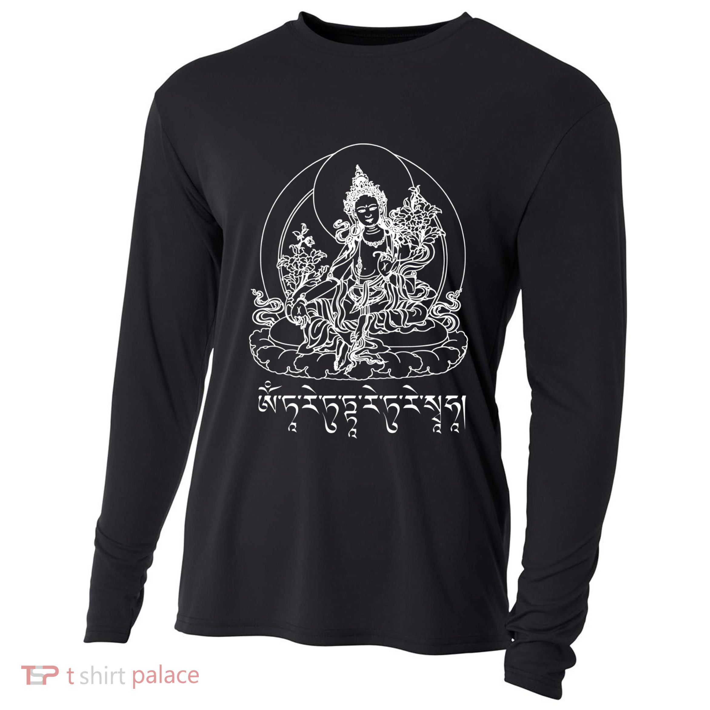 Buddha Green Tara Tra Tibetan Buddhism Vajrayana Gift Cooling Performance Long Sleeve Crew