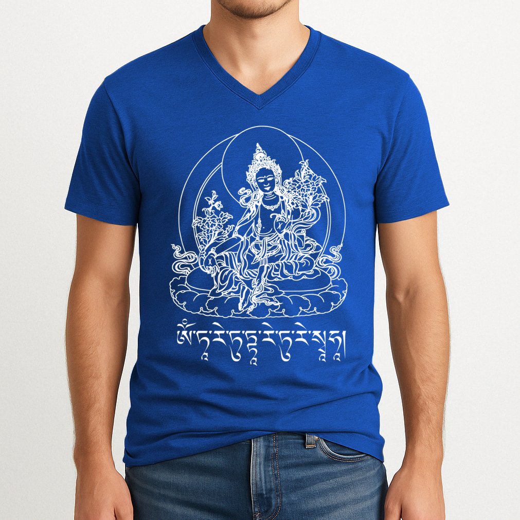Buddha Green Tara Tra Tibetan Buddhism Vajrayana Gift V-Neck T-Shirt