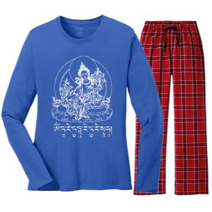 Buddha Green Tara Tra Tibetan Buddhism Vajrayana Gift Women's Long Sleeve Flannel Pajama Set 