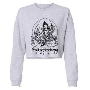 Buddha Green Tara Tra Tibetan Buddhism Vajrayana Gift Cropped Pullover Crew