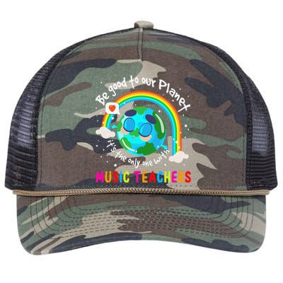 Be Good To Our Planet With Music Cute Earth Day Retro Rope Trucker Hat Cap