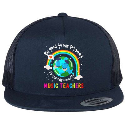 Be Good To Our Planet With Music Cute Earth Day Flat Bill Trucker Hat