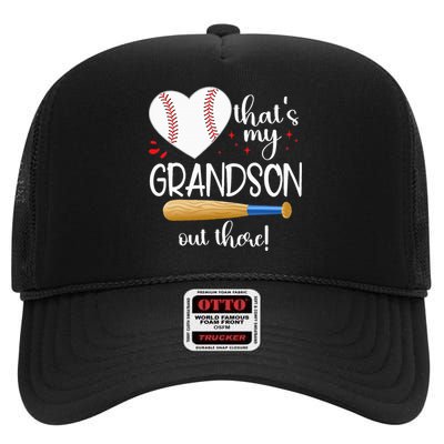 Baseball Grandma Thats My Grandson Out There Gifts Women High Crown Mesh Back Trucker Hat