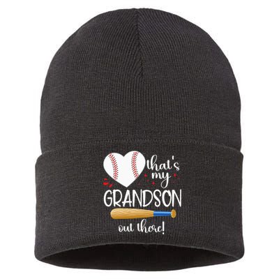 Baseball Grandma Thats My Grandson Out There Gifts Women Sustainable Knit Beanie