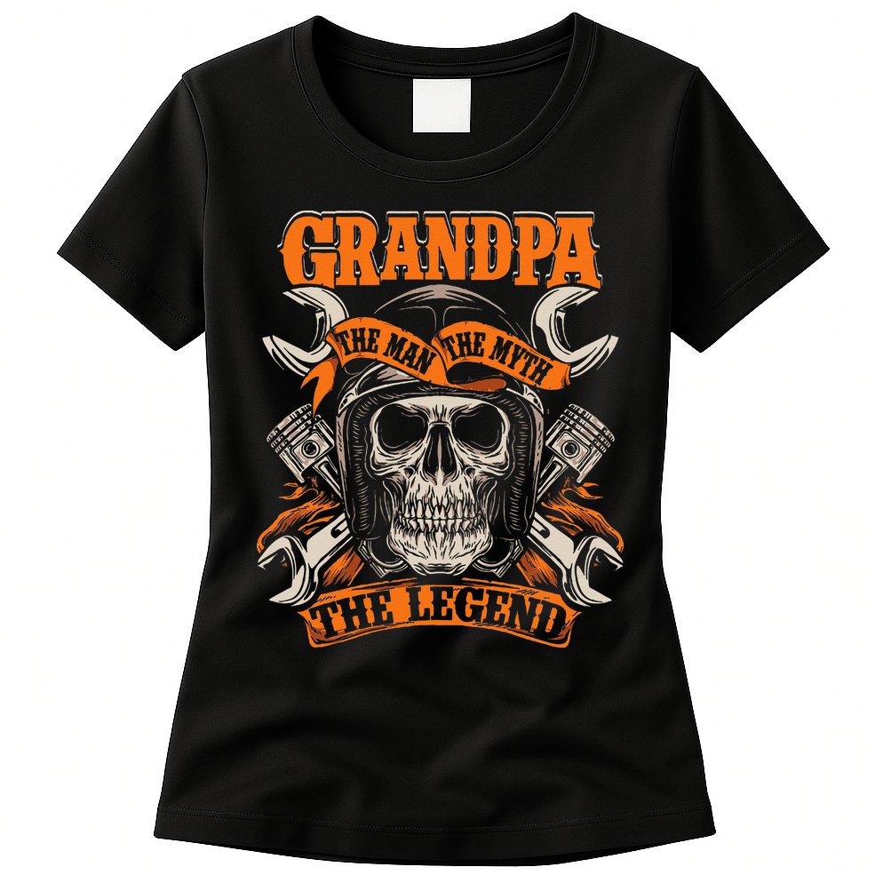 Biker Grandpa The Man The Myth The Legend Motorcycle Womens T-Shirt