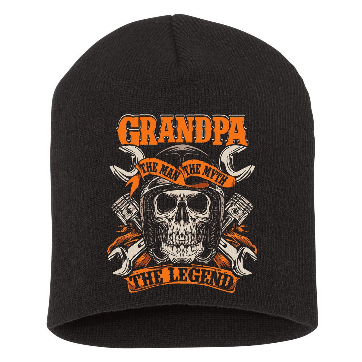 Biker Grandpa The Man The Myth The Legend Motorcycle Short Acrylic Beanie