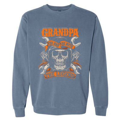 Biker Grandpa The Man The Myth The Legend Motorcycle Garment-Dyed Sweatshirt