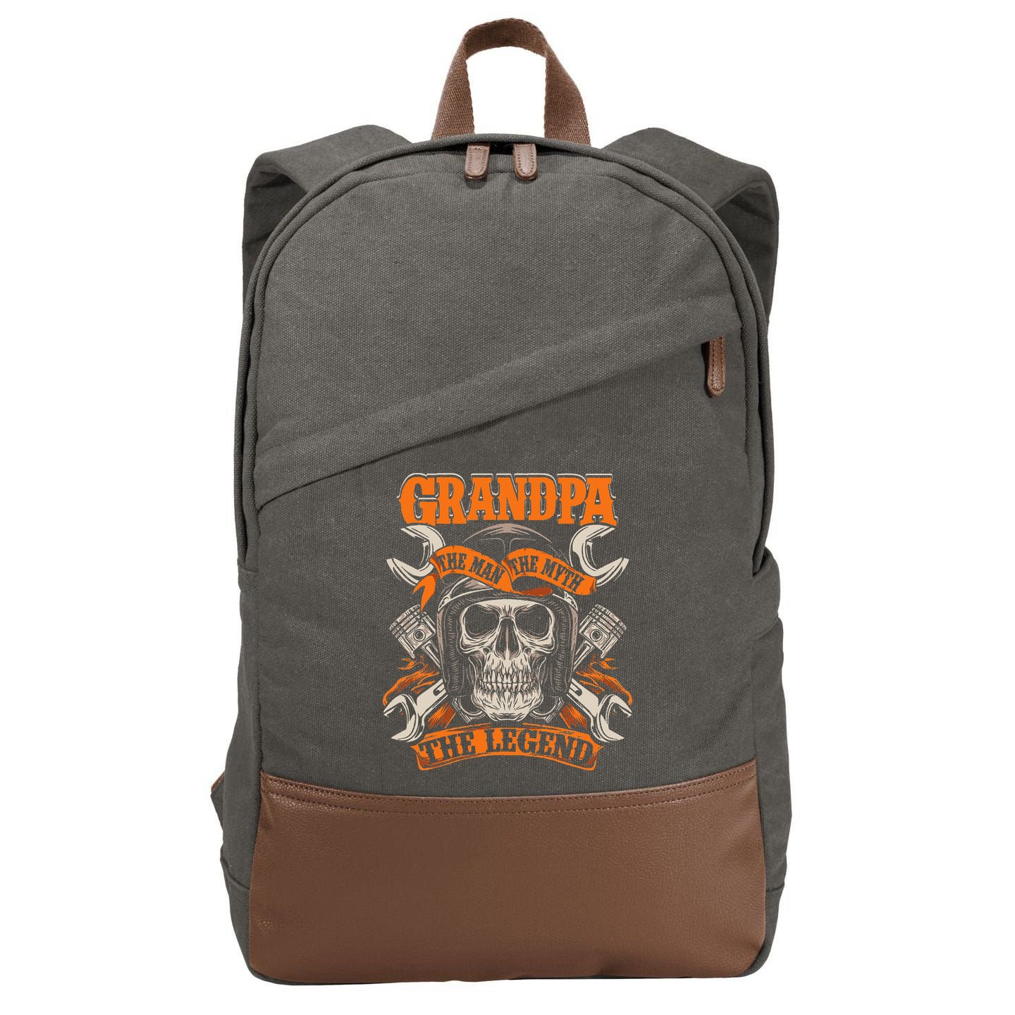 Biker Grandpa The Man The Myth The Legend Motorcycle Cotton Canvas Backpack