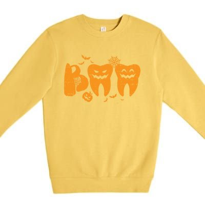 Boo Ghost Teeth Cute Halloween Dentist Dental Assistant Gift Premium Crewneck Sweatshirt