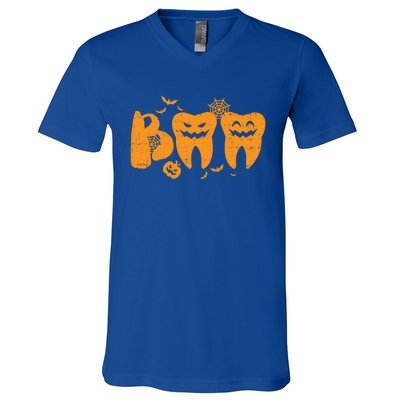 Boo Ghost Teeth Cute Halloween Dentist Dental Assistant Gift V-Neck T-Shirt