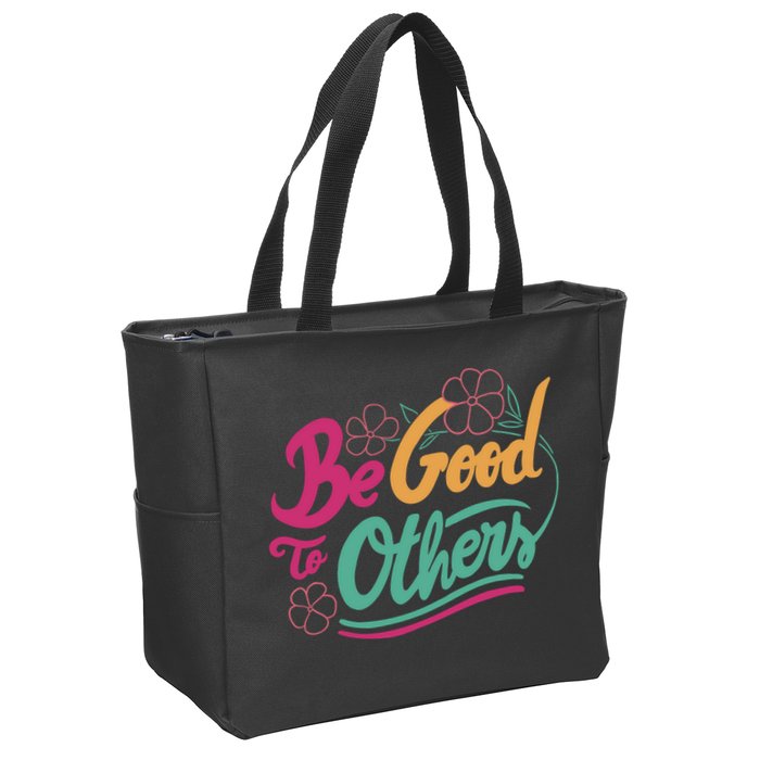 Be Good To Others Floral Zip Tote Bag