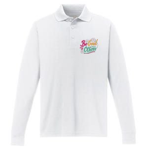 Be Good To Others Floral Performance Long Sleeve Polo