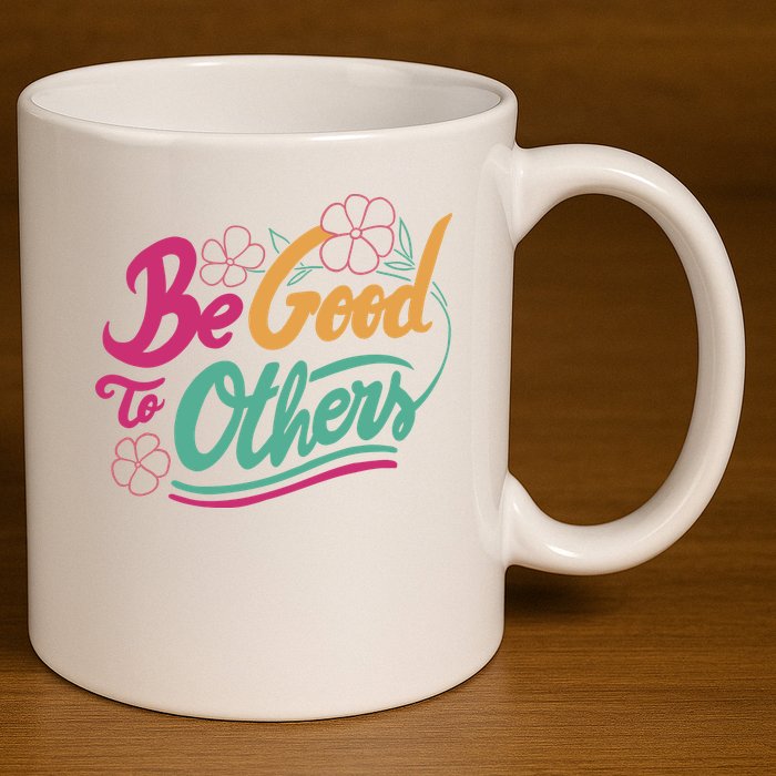 Be Good To Others Floral 11oz C Handle Ceramic Mug