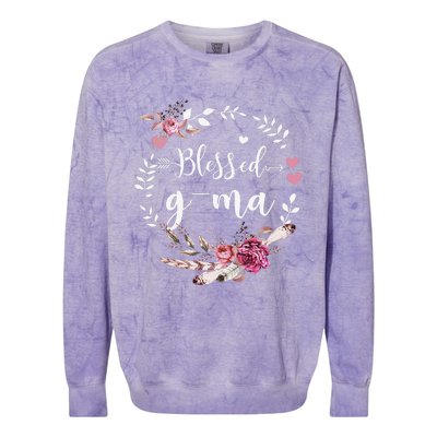 Blessed GMa Thanksgiving Floral Funny Gifts Colorblast Crewneck Sweatshirt