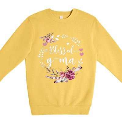 Blessed GMa Thanksgiving Floral Funny Gifts Premium Crewneck Sweatshirt