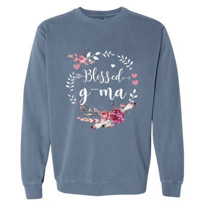 Blessed GMa Thanksgiving Floral Funny Gifts Garment-Dyed Sweatshirt