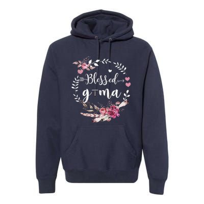 Blessed GMa Thanksgiving Floral Funny Gifts Premium Hoodie