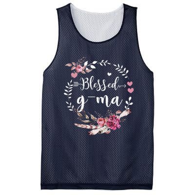 Blessed GMa Thanksgiving Floral Funny Gifts Mesh Reversible Basketball Jersey Tank