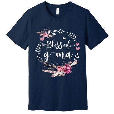 Blessed GMa Thanksgiving Floral Funny Gifts Premium T-Shirt