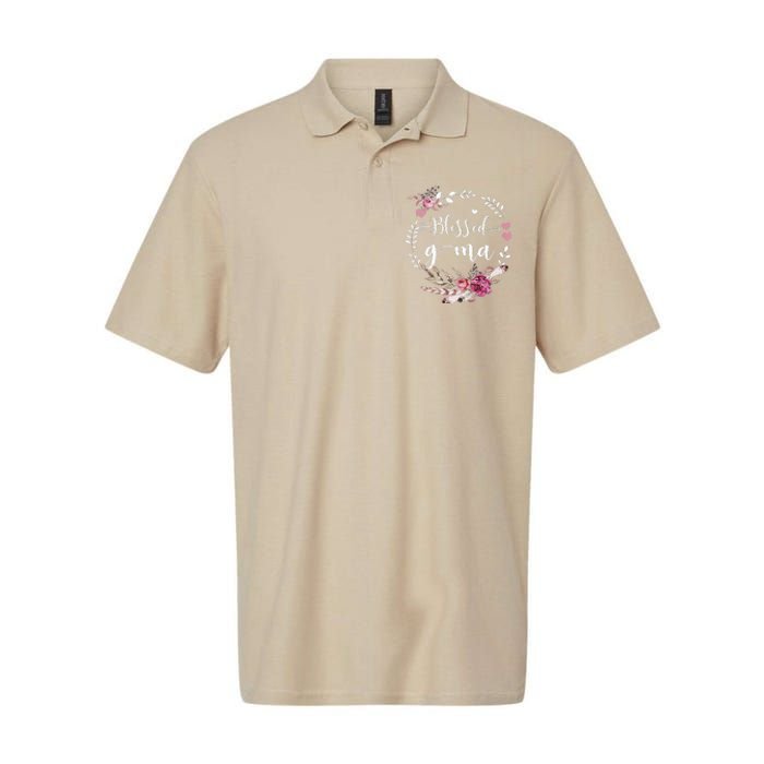 Blessed GMa Thanksgiving Floral Funny Gifts Softstyle Adult Sport Polo