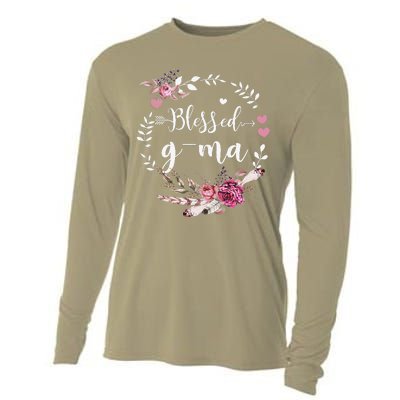 Blessed GMa Thanksgiving Floral Funny Gifts Cooling Performance Long Sleeve Crew