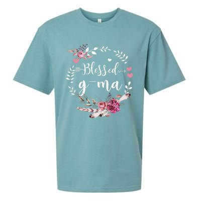 Blessed GMa Thanksgiving Floral Funny Gifts Sueded Cloud Jersey T-Shirt