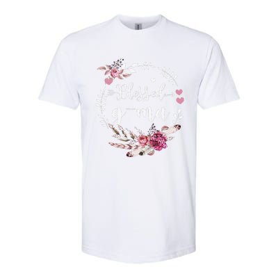 Blessed GMa Thanksgiving Floral Funny Gifts Softstyle CVC T-Shirt