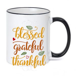 Blessed Grateful Thankful 11oz Black Color Changing Mug