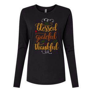 Blessed Grateful Thankful Womens Cotton Relaxed Long Sleeve T-Shirt