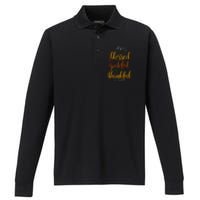 Blessed Grateful Thankful Performance Long Sleeve Polo