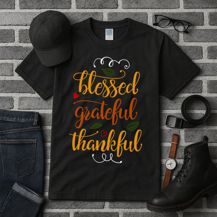 Blessed Grateful Thankful Tall T-Shirt
