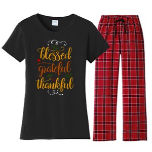 Blessed Grateful Thankful Women's Flannel Pajama Set