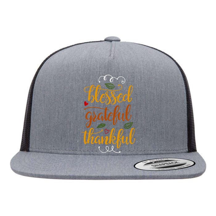 Blessed Grateful Thankful Flat Bill Trucker Hat