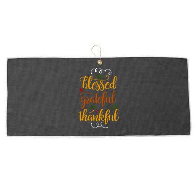 Blessed Grateful Thankful Large Microfiber Waffle Golf Towel