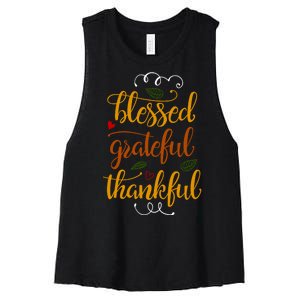 Blessed Grateful Thankful Women's Racerback Cropped Tank