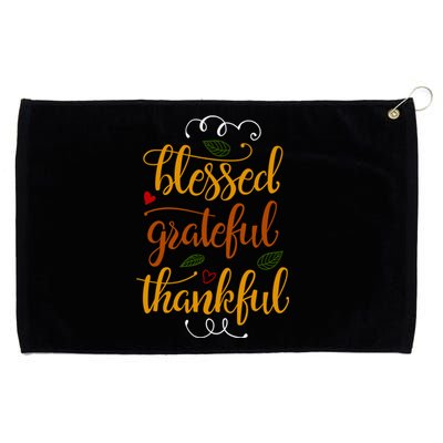 Blessed Grateful Thankful Grommeted Golf Towel