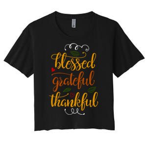 Blessed Grateful Thankful Women's Crop Top Tee